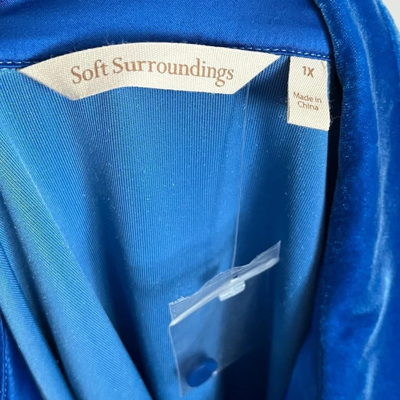 Soft Surroundings • Blue Velvet Boyfriend Tunic Long Sleeved - Picture 2 of 4